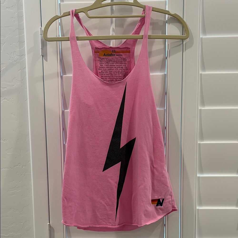 Aviator Nation Pink Graphic Tank Top Sleeveless